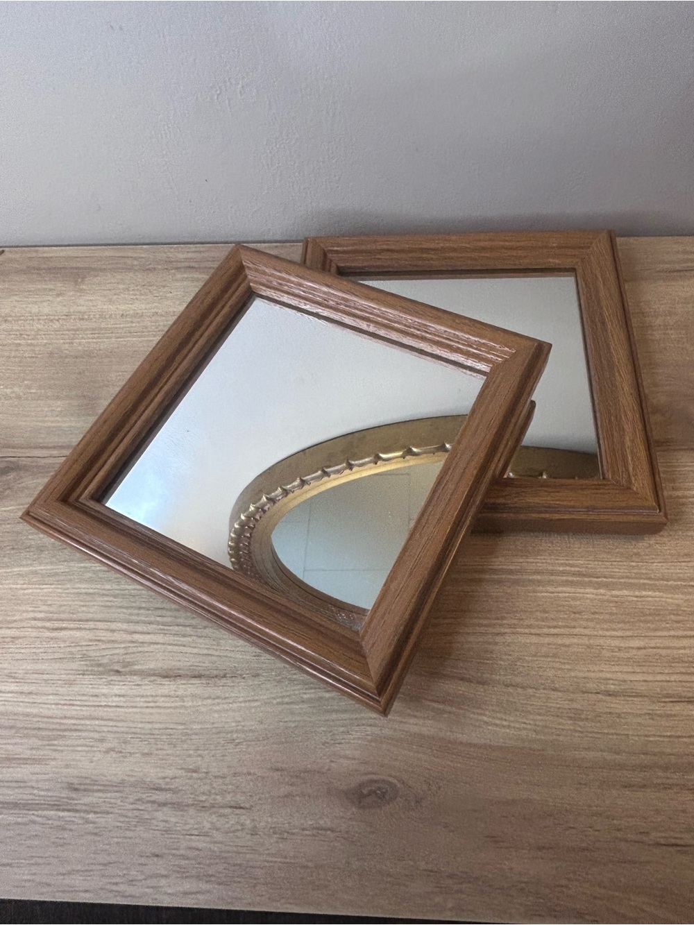Wood Grain Brown Wall Mirror - Classic Home Wall Decor pair 6”